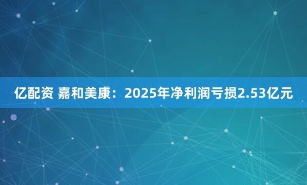亿配资 嘉和美康：2025年净利润亏损2.53亿元